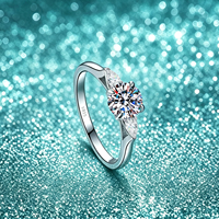 Bague en argent sterling S925 certifiée GRA, couleur D, VVS1, coupe ronde, 1 carat, moissanite, pour femme, bague de promesse de mariage, vente en gros d'usine