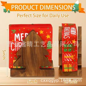 Porte-serviettes en bois en forme de sapin de Noël, boîte à mouchoirs de bureau sur pied, design original - Product Image 5