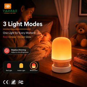 Press Control 迷你 LED 夜灯 可调光 便携式 无蓝光 琥珀色/红色灯 适合婴儿卧室哺乳夜灯 - Product Image 1