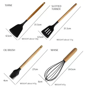 Ensemble d'ustensiles de cuisine-Ensemble d'ustensiles de cuisine en silicone de 12 pièces, ensemble de spatules résistantes à la chaleur, ustensiles de cuisine antiadhésifs