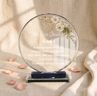 Trophée de reconnaissance personnalisé en cristal rond avec base transparente pour cérémonie d'entreprise, souvenir DT-R002