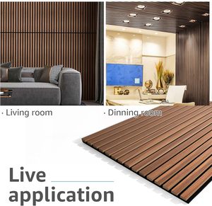 Panel de revestimiento de pared de listón de madera cuadrado Akupanel de roble clásico moderno 60*60cm suministro de fábrica para paredes acústicas decorativas interiores - Product Image 2