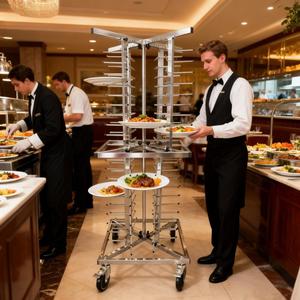 Carrello Portapiatti Heavybao in Acciaio Inossidabile, Forniture per Hotel e Ristoranti, Carrello Mobile per 80 Piatti, Attrezzatura per Catering - Product Image 1