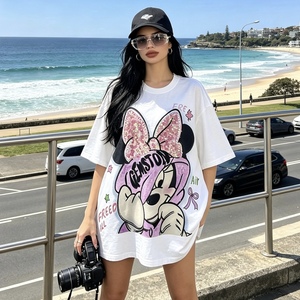 8098/FANMAJIALIE Fornitore di Qualità, T-Shirt Oversize da <span class=keywords><strong>Donna</strong></span> Resistente con Stampa Mickey <span class=keywords><strong>Minnie</strong></span> Kitty, Cartone Animato Luccicante per Uso Quotidiano - Product Image 5