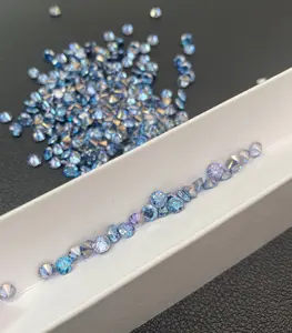 느슨한 블루 Moissanite 다이아몬드 VVS 선명도 4mm 라운드 Moissanite 블루 합성 다이아몬드 보석 마킹