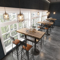 Vente en gros de table et de chaises en bois pur pour restaurant table basse de bar et pub table de chaises de bar design en bois massif de style industriel