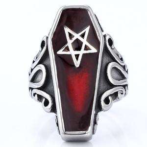 Anillo de Acero Inoxidable Impermeable al por Mayor para Hombre, Estilo Punk, Gótico, de Ataúd, Motero, Calavera de Zombi y Vampiro, Joyería para Fiestas - Product Image 1