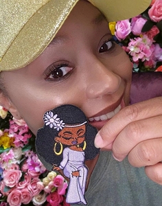 Venta caliente parche bordado Diseño personalizado ropa sombrero bajo Moq hierro en dibujos animados chica negra parches de bordado mágico personalizado - Product Image 5