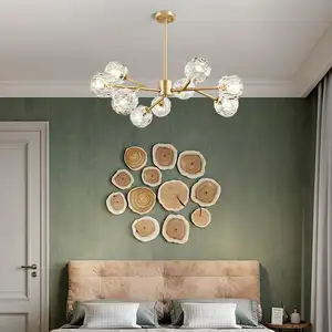 The New Listing Adjustable Light Glass Long Black 11Cm Nordic Ceiling Lighting Chandelier For Living Room