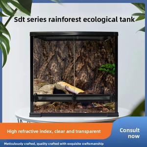 Kertenkeleler, Kurbağalar, Yılanlar ve Böcekler için Tüm Kenarları Kapalı Evcil Hayvan Yetiştirme <span class=keywords><strong>Tank</strong></span>ı - Yağmur Ormanı Manzaralı <span class=keywords><strong>Tank</strong></span>, Su ve Kara <span class=keywords><strong>Tank</strong></span>ı - Product Image 2