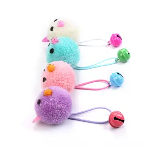 Cute interactive play chew pet mouse cat stuffed toy with bells