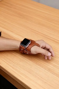 Bracelet rétro pour <span class=keywords><strong>Apple</strong></span> <span class=keywords><strong>Watch</strong></span> Series 10 44 mm 40 mm Correa Bracelet en cuir véritable pour la conduite - Product Image 6
