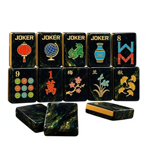 Jeu de Mahjong américain pour 4 joueurs, tuiles en acrylique, luxe, transparent noir avec tourbillon doré, pour le divertissement - Product Image 3