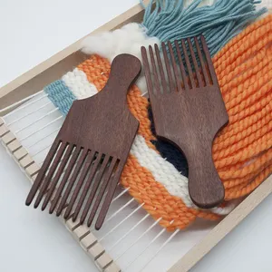 Handmade Accessory Knitting Tool Wooden Nanmu Comb Brush Weaving Loom