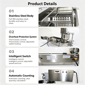 Máquina para Hacer Donuts Mochi, Máquina Automática para Formar y Freír Donuts, Moldes Reemplazables para Producción <span class=keywords><strong>de</strong></span> Pastelería - Product Image 4