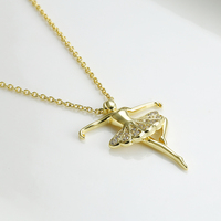 Collier tendance en argent sterling 925 plaqué or 18 carats avec zircon, motif ballerine, par Grace Jewelry Manufacturer