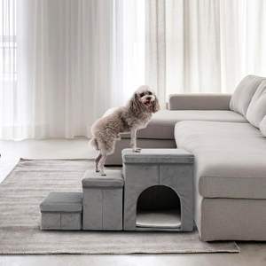 Interior portátil plegable gato casa mascota perro 3 escalones escaleras con almacenamiento para cama alta - Product Image 6