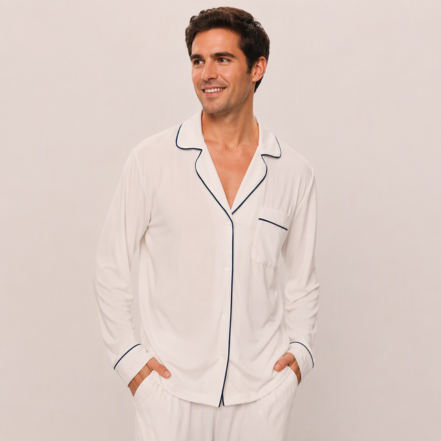 Custom Cozy Solid Adult Pajamas Made From Bamboo Spandex with Contrast Piping Color Women Loungewear Set