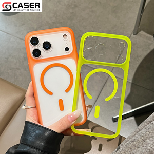 Coque de téléphone antichoc transparente tendance style couleur bonbon avec bouton AI et chargement magnétique sans fil pour <span class=keywords><strong>iPhone</strong></span> 17/16/15 - Product Image 3