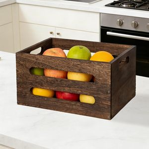 กล่องเก็บของไม้สีน้ำตาลทรงสี่เหลี่ยมผืนผ้า <span class=keywords><strong>2</strong></span> ชิ้น พร้อมหูหิ้ว สำหรับเก็บหนังสือและผลไม้ ขายดี กล่องไม้จัดระเบียบสำหรับใช้ในบ้าน - Product Image 2