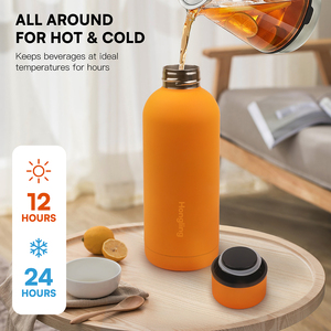 Hong Ling Frasco de vacío de acero inoxidable sin BPA de 500ml con 3 tapas Botella de agua aislada de doble pared para gimnasio Senderismo - Product Image 2