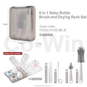 US EU Patent Baby Products 6 in 1 <b>Storage</b> Holders <b>Racks</b> Silicone Bottle Brush Travel Portable Baby Feeding Bottle Drying <b>Rack</b> - Product Image 3