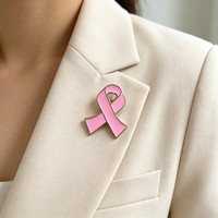Broche en alliage multi-tailles avec ruban rose, logo international de sensibilisation au cancer du sein, promotion de la prévention, badge