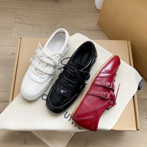 Zapatos Planos Retro Franceses Mary Jane para Mujer, Nuevos con Velcro, Zapatos <span class=keywords><strong>de</strong></span> <span class=keywords><strong>Ballet</strong></span> con Mayor Comodidad Interior, Zapatos Rojos - Product Image 4