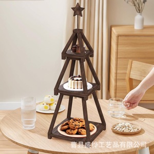 Wooden <b>Christmas</b> <b>Tree</b> Shaped Storage Rack 3 Tier Dessert Stand For Party <b>Table</b> Decorations - Product Image 1