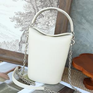 Bolsos de Mano y Carteras de Cuero Genuino de Diseño Personalizado para Mujer, Bolso Tipo Cubo Moderno, Bolsos de Hombro de Alta Calidad para Mujer - Product Image 2