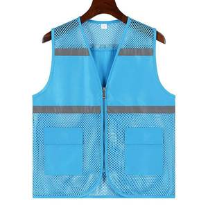 Reflective Safety Vest Orange Mesh Two Pockets Zipper Front Unisex Workwear for Outdoor Activities - Product Image 4