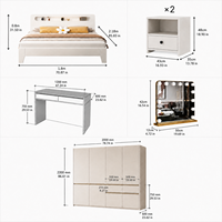 Offre Spéciale : Ensemble de Meubles de Chambre Modernes en Bois Blanc – Lit King/Queen Size, Coiffeuse LED et Armoire pour Appartement ou Chambre Principale
