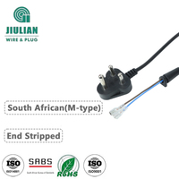 Cable de Alimentación OEM para Sudáfrica H05VV-F 0.75mm² 1.5m, 3 Núcleos, Cumple con SABS, Listo para Instalar con Terminales