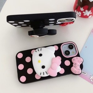 Coque de téléphone en silicone motif chat mignon 3D avec nœud papillon et Mickey pour iPhone 17 Air, 16, 15 Pro Max, 14, 13 – Vente en gros - Product Image 3