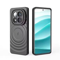 Funda de Teléfono con Soporte Magnético Antigolpes y Diseño de Onda para Xiaomi Redmi Note 14 Pro Plus 5G con Protector de Cámara