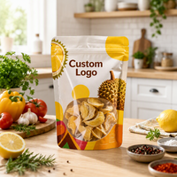 Sachet Doypack refermable en Mylar avec fenêtre transparente et logo personnalisé pour l'emballage de snacks et de fruits secs