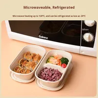 Boîte à bento à emporter en plastique PLA+ biodégradable et papier biodégradable, capacité 700-850 ml, avec compartiment pour croissant