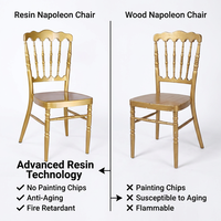 Chaise Napoléon empilable moderne en résine transparente de qualité supérieure, durable et luxueuse, idéale pour les mariages à la campagne, les banquets, les hôtels, les espaces extérieurs et les appartements.