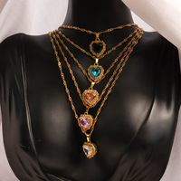 Luxe 18k vergulde sieraden liefdesketting hartketting watergolfketting kleurrijke diamant edelsteen kettingset Valentijnsdag sieraden