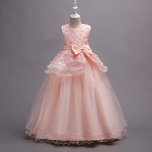 <span class=keywords><strong>Vestidos</strong></span> de Fiesta Largos de Tul con Capas para Niñas, sin Mangas, con Flores, de Finalz Kids - Product Image 2