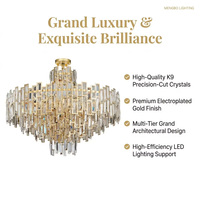 Lustre moderne en cristal K9 de haute qualité, taillé avec précision, luminaire suspendu de luxe, LED blanc chaud à intensité variable, pour hall d'hôtel, salon