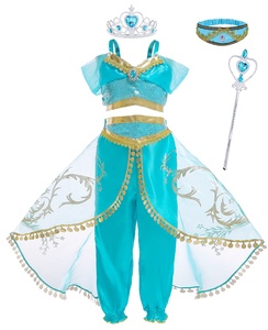 AmzBarley Carnaval Aladdin <span class=keywords><strong>Jasmine</strong></span> Dress up Robe de princesse pour fille Costume d'Halloween <span class=keywords><strong>Jasmine</strong></span> Elsa Role Birthday Party Cosplay - Product Image 4