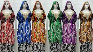 Bata de algodón personalizada de talla grande para mujer, holgada, con encaje, lentejuelas, borlas, turbante, vestido africano Dashiki con pañuelo - Product Image 4