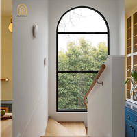 Alucasa-marco de aluminio de estilo francés, ventanas con diseño de parrilla, con arco superior, imagen blanca