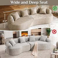 Canapé d'angle surdimensionné pour salon, moderne et luxueux, en tissu chenille moelleux, 4 places, assise extra profonde et large, courbé effet nuage