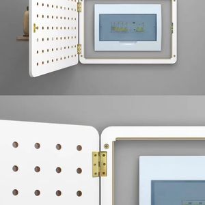 Nordic Style Perforated Wall Mount Electrical Box Cover <b>Decorative</b> Shelf For Dining Room Modern Rectangle Design - Product Image 3