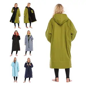 Aangepaste Waterdichte Droge Surf Strand Zwem Parka Jas Verandering Gewaden Poncho Veranderende Gewaad Met Gerecycled Materiaal Voor Volwassenen En Kinderen