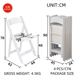 ชุดเก้าอี้พับแบบพกพาสีขาวทันสมัย 4 ตัว เก้าอี้พลาสติกนั่งสบาย เบาะนุ่ม พับเก็บได้ กันน้ำ สำหรับห้องนั่งเล่นและห้องครัว - Product Image 2