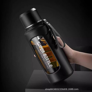 Hiroaki Smart Glass Water Bottle 2000ml Large Capacity Heat Resistant Outdoor Travel Cup With Lid Drinking Feature - Product Image 2