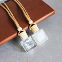 Flacon vide transparent givré de 10 ml avec couvercle en bois, flacon de parfum, diffuseur d'huiles essentielles, désodorisant pour voiture
